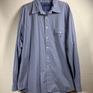 Nautica Small Checkered Print Long Sleeve Button Down Shirt, XXL